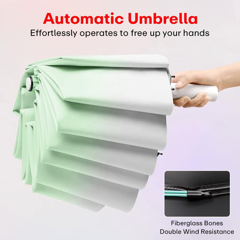 Image of PRIME PICK Gradient Automatic Umbrella - Windproof and UV-Resistant Foldable Umbrella with One-Button Auto Open Close, Sturdy Frame, Compact and Travel-Friendly