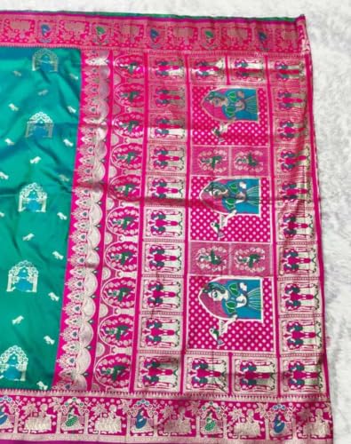 Generic green banarasi silk saree – image 3