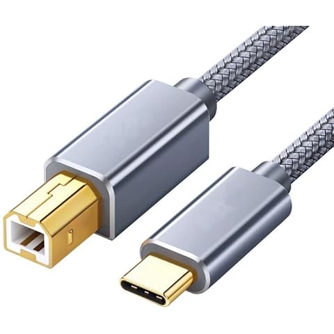 AlyKets USB C to USB B Printe Scanner Cable Compatible with MIDI Controller DJ Controller, Google Chromebook Pixel, MacBook Pro, HP Canon Printers, iPad Pro and More Type-C Devices/Laptops Cover
