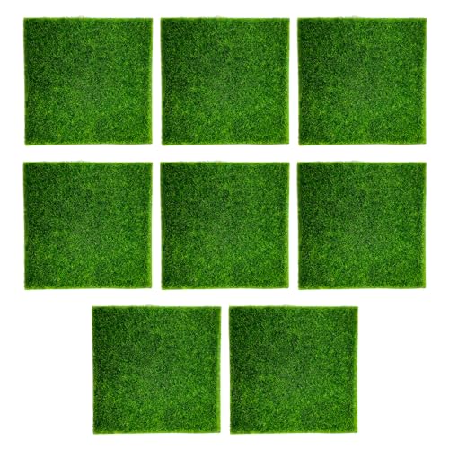 ZBHDEYG 8 pezzi erba artificiale quadrata, muschio artificiale, tappeto erboso microsimulato, mini accessori per giardino fatato, decorazione del giardino, decorazione del giardino, artigianato