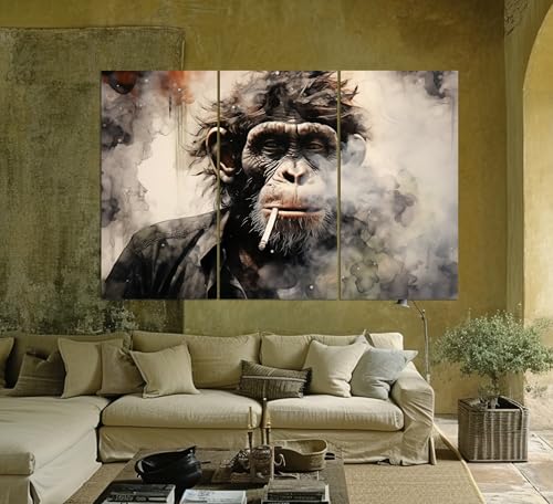 Tableau abstrait singe cigarette pour habiller un grand mur vide - 2