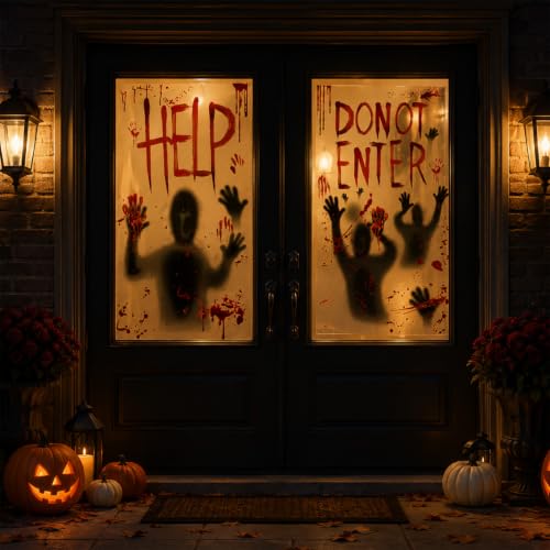 Oeyliz Halloween Giant Bloody Window Posters Windows Clings 2PCS - image 7