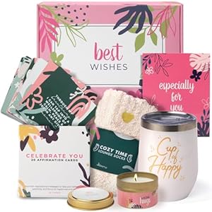 Womens Gift Set, Birthday Gift Baskets for Women, Self Care Package for Women, Relaxing Spa Gifts for Her, Friends, Mom, Wife, Female, Coworker, Sister 12oz stainless