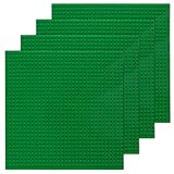 4 Pack Classic Baseplates Compatible with Lego, 10"x10" Square Base Plate with 32 x 32 Studs, Large Building Bricks Building Board Build and Display Board Set for Major Brands (Green)