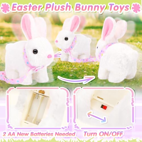 Tagitary Easter Plush Toys Interactive Bunny for Kids That Wiggling Ears,Hopping,Twitching Nose with Sounds,Realistic Rabbit Toy with Leash and Wind Up Toys,Easter Birthday Gift for Toddlers by Tagitary - Image 2