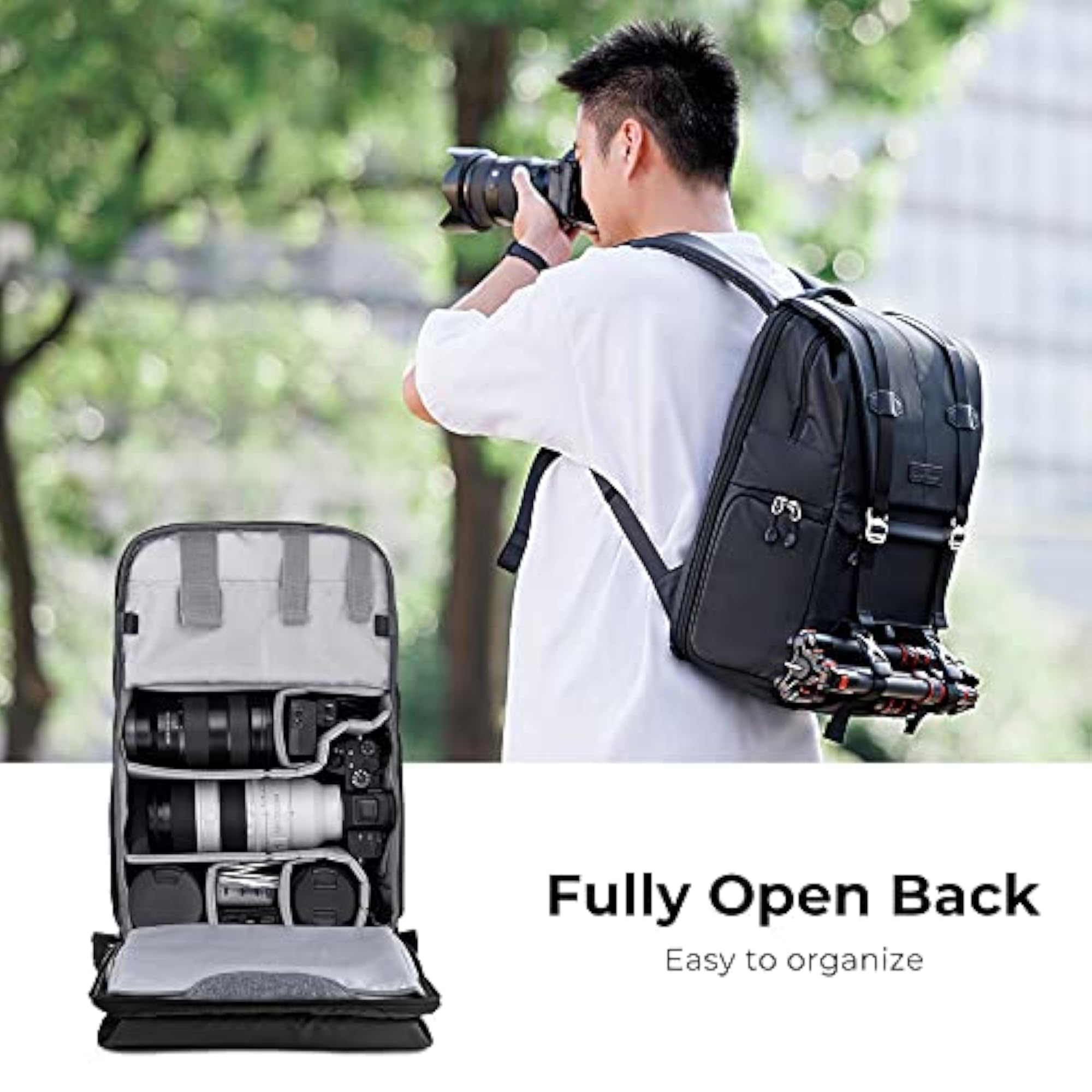 Fashion Waterproof Camera Backpack with 15.6 Inch Laptop Compartment