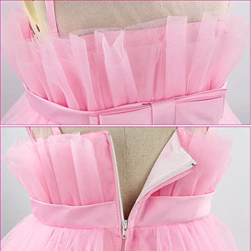 Acecharming Toddler Girl Dress Sleeveless Mesh Bow Ruffle Puffy Tulle Tutu Dress for Girls Party Wedding Pageant Gown (1-12Y)4