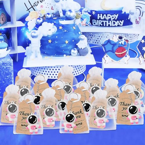 Image of 24 Pack Pink Astronaut Keychains Party Favors for Space Themed Baby Shower, Outer Space Party Goodie Bag Fillers, Birthday, School Carnival Rewards, Classroom Prize