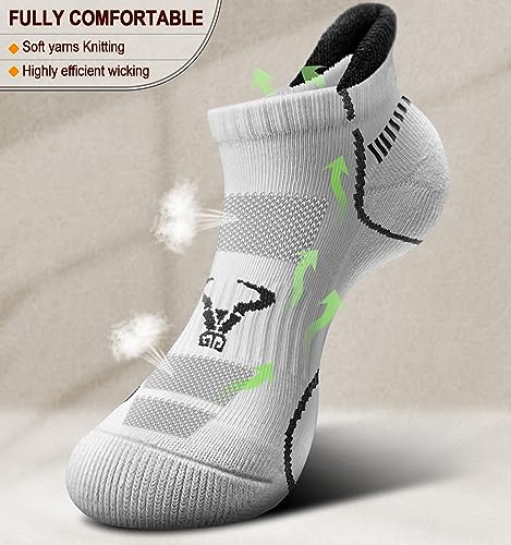 Image of BULLIANT Men Running Ankle Socks 6Pack-Cushioned Support-Low Cut No Show | Fully Terry Sole | Arch Support | Seamless Toe Closure | Moisture-Wicking Breathable Mesh | Reinforced Heel&Toe