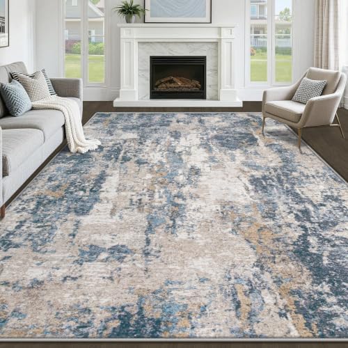 8x10 Area Rugs for Living Room: Washable Abstract Rug Modern Neut...