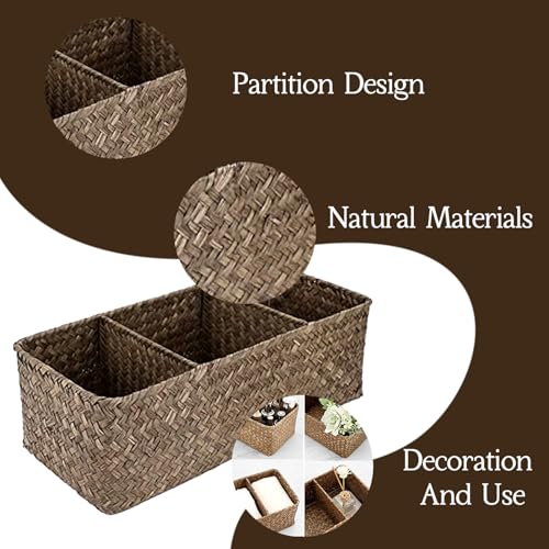 Panier en osier panier de rangement tisse 3 compartiments - 4