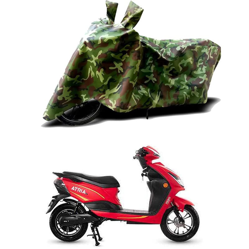 Image of 100% Water Resistant Bike Scooty Two Wheeler Body Cover Compatible For Hero Electric Atria LX /UV-Rays /Heat Protection /Birds Dropping /Scratchproof /Dust proof /Waterproof /All Varient[Green MJ]