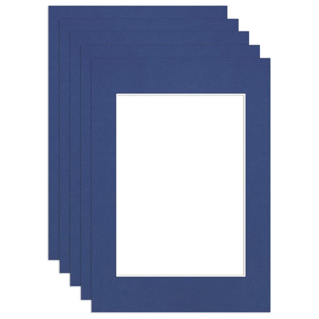 Procut Global A4 Blue Picture Mounts to Fit A5 Aperture - Precision Cut Cardboard Photo Mount - Ideal for Frames, Prints, Artwork & Certificates - Sizes & Colours Available - 5 Pack — image 1