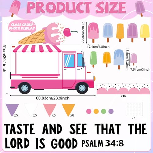 Summer Religious Bulletin Board Decorations Set Taste and See that The Lord is Good Bulletin Board Ice Cream Cutout Summer Inspired Christian Classroom Decoration for Teacher Church Wall School Decor