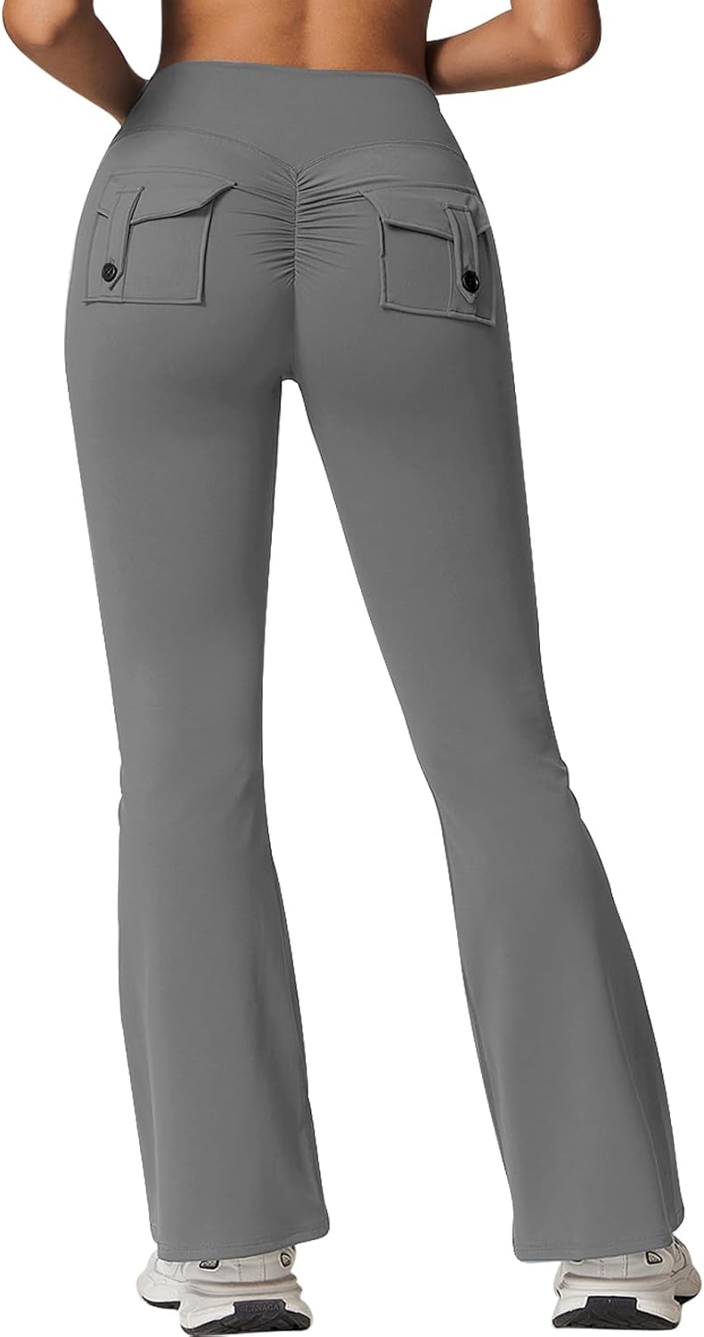Rugkey Flare Leggings with Pockets for Women Butt Lifting Workout Leggings Gym Bell Bottom High Waisted Yoga Pants - Image 5