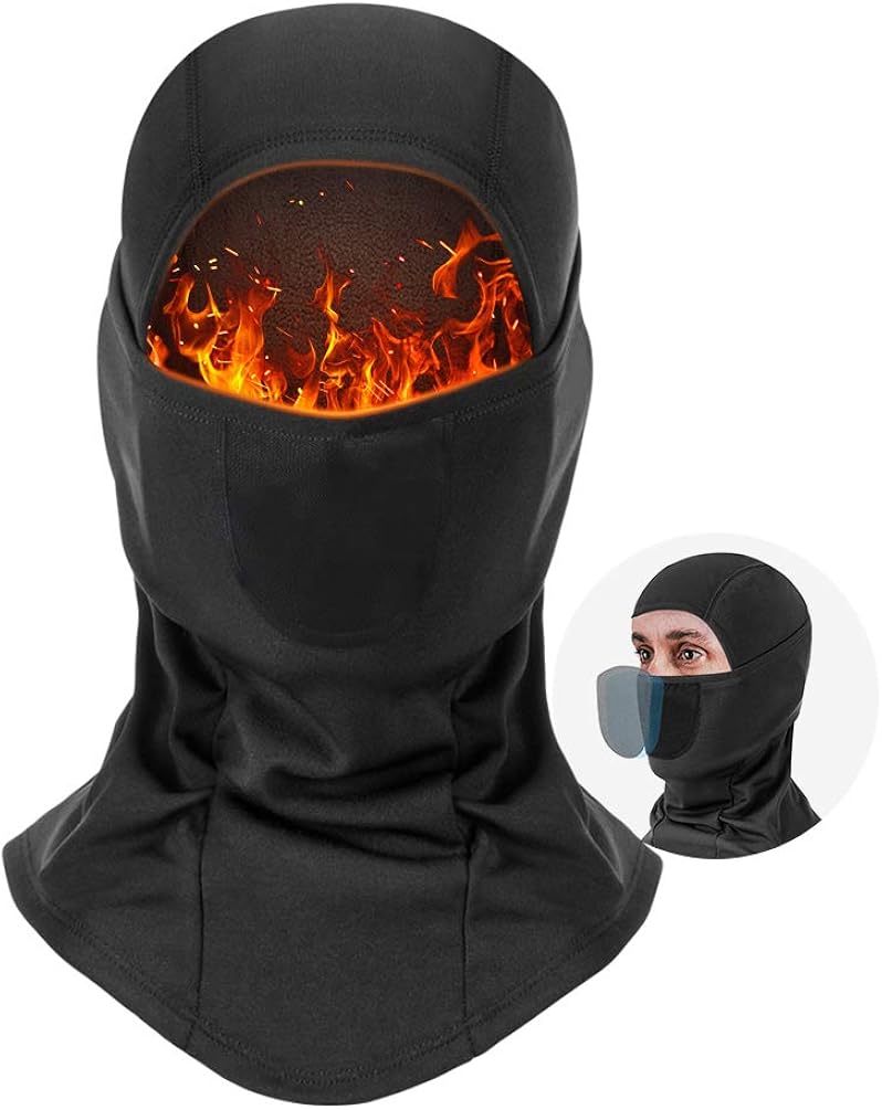 Evershop Balaclava Ski Face Mask for Cold Weather Windproof/Dust-Proof Full Face Covering for Men Banadana Neck Warmer Gaiter for Snowboarding, Fishing, Motorcycle Outdoor Sport with 2 Filters Black