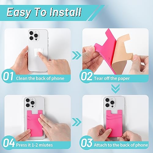 Image of SHANSHUI Phone Wallet Stick on, Card Holder for Back of Phone Double Silicone Credit Business Card Sleeve Pocket Compatible with iPhone, Samsung Galaxy and Every Smartphones (MultiColors-5pcs)