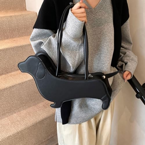 MZRAN Taschen für Damen, einzigartiges Dackel-Design, Umhängetasche, PU-Leder, Handtasche, Unterarm-Geldbörse für Hundeliebhaber und modisch, coffee