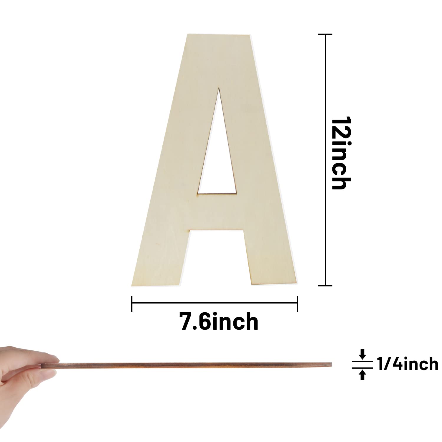 Letras de madera de 12 pulgadas, letras grandes de madera A, recortes en blanco, letras grandes del alfabeto de madera sin terminar para manualidades, decoración de pared, pintura, boda, fiesta de