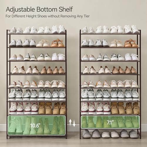 Image of Nunsino Shoe Rack for Closet, Metal Shoe Organizer, 8 Tier Garage Shoe Rack Max Holds 40 Pairs,Shoe Storage Shelf,Entryway, Bronze