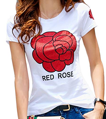 Heaven Days（ヘブンデイズ ） Tシャツ トップス 半袖 カットソー ラインストーン クルーネック 花柄 レディース 2006C0178