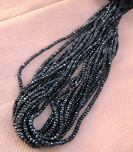 LKBEADS 2 do 3,5 mm czarny spinel (melanight) fasetowany rondelle - pełny sznurek 33 cm