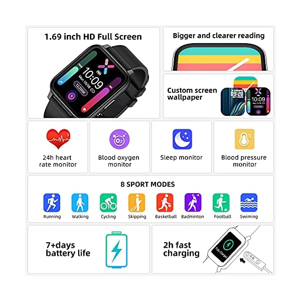Smart-Watch169-Men-Women-Bluetooth-Smartwatch-Waterproof-IP68GPS-Fitness-Tracker-with-Sleep-Heart-Rate-Blood-Oxygen-MonitorActivity-Pedometer-Health-Smart-Watch-Compatible-for-Android-iOS-Phones Smart Watch,1.69" Men Women Bluetooth Smartwatch Waterproof IP68,GPS Fitness Tracker with Sleep Heart Rate Blood Oxygen Monitor,Activity Pedometer Health Smart Watch Compatible for Android iOS Phones