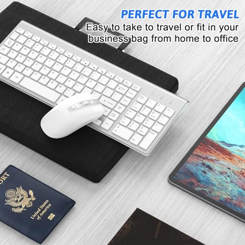 Image of cimetech Wireless Keyboard and Mouse, 2.4G USB Portable Ergonomic Keyboard Mouse Combo with Ultra-Thin Design, Compact Full Size Slim Keyboard for Mac, Windows, Laptop, Computer - Silver