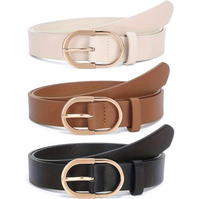 Leather Belts For Women And Girls 3 Pcs Combo Stylish Waist Belt For Dresses Jeans (16908LB)
