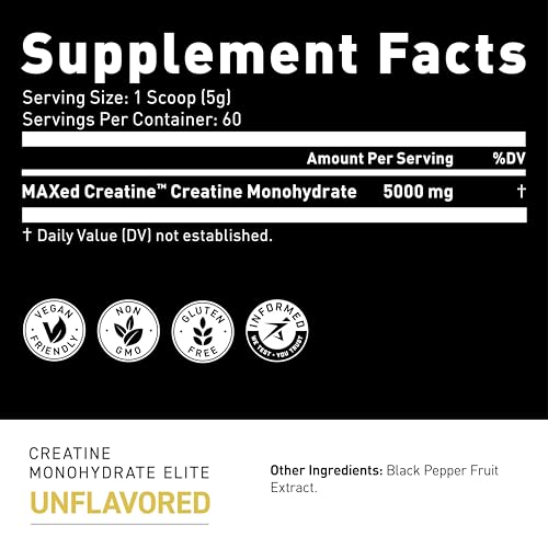 Image of Kaged Creatine Monohydrate Elite Powder | Unflavored | Muscle Building & Recovery | MAXCatalyst for High Absorption | Vegan, Gluten Free, Easily Digestible | Supplements for Men & Women | 60 Servings