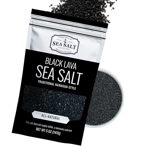 Black Lava Hawaiian Sea Salt Infused with Activated Charcoal – Hawaiian-Style Black Salt for Seasoning, Grilling, & Finishing with a Mild, Smoky Flavor – 5 Oz Bag