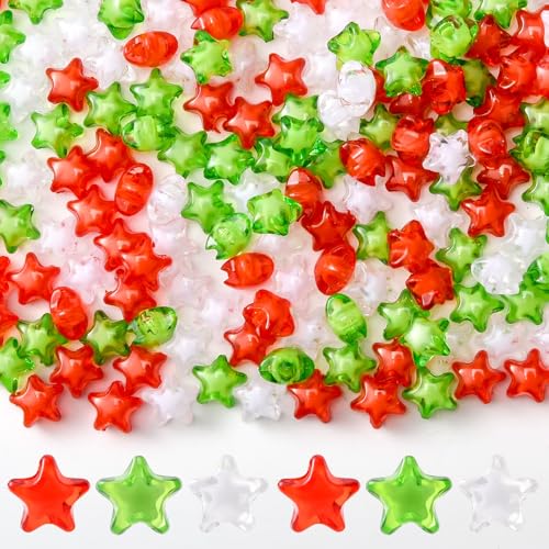 450 Pcs Christmas Pony Beads Star Pony Bead with Elastic