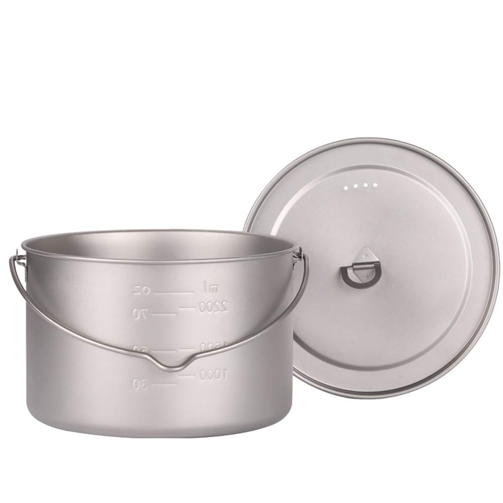 Lixada Topf aus Titanium, 2800ml Camping Titan Pot, Tragbarer Hängetopf mit Deckel, für Outdoor, Camping, Kochgeschirr, Picknick, Ultraleicht 302g