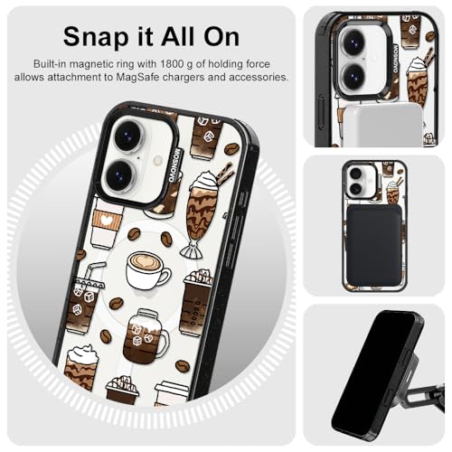 Coque café iPhone 17 MagSafe look transparent noir tendance