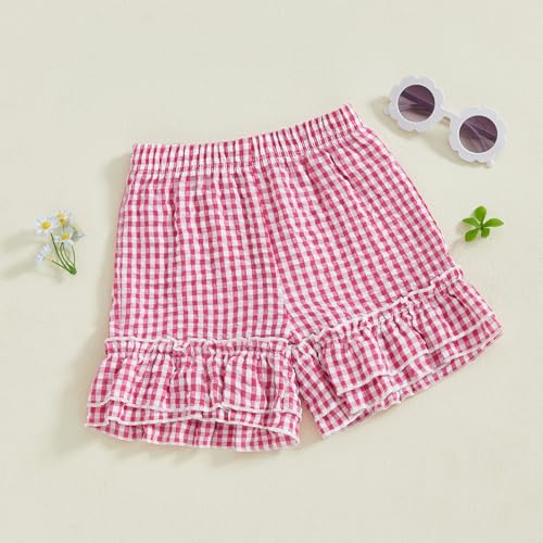 Toddler Baby Girl Plaid Ruffle Shorts Elastic Waist Wide Leg Gingham Boxer Shorts Infant Cute Summer Beach Checkered Bottoms2