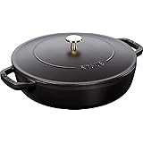 ストウブ(Staub) 「 ブレイザー ソテーパン ブラック 28cm 」 大きい 両手 鋳物 ホーロー 鍋 浅型 すき焼き IH対応 【日本正規販売品】 Braiser 40511-472