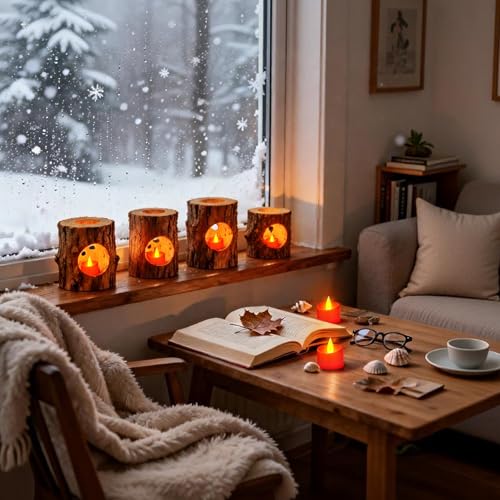 Image of Realistic Flameless LED Tea Lights - 12 Pack Festive LED Candles for Christmas, Valentine's Day & Wedding Decor, Realistic Flicker Votives (Red Base, 12 Pack)