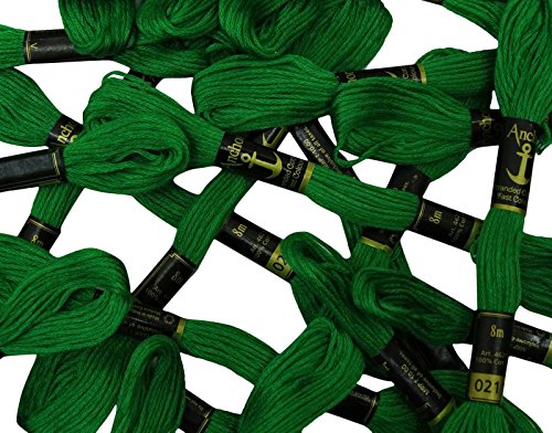 Image of Cross Stitch Hand Embroidery Thread Stranded Cotton Craft Sewing Floss 25 Skeins-Green