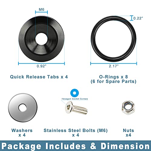 JDM Stoßstange Schnellverschlüsse Kit für vorne Stoßfänger und hinten Stoßfänger Schnellspanner (schwarz)