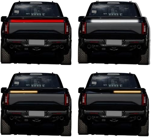 Miniatura 6 de Barra de luz LED para puerta trasera, 60 pulgadas, triple fila LED para camión, tira de luz LED ámbar/rojo/blanco, impermeable, para correr, frenado