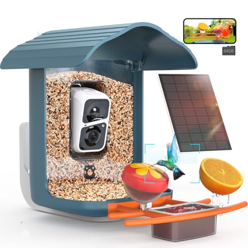 birdsnap® PAV- Bird Feeder with Camera Solar Panel, 2K HD & 64GB Card, AI Identify Bird Species Smart Bird House with Camera, Record Video Live View, Auto Capture, Ideal Gift for Birds Lover