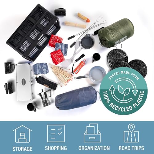 CleverMade Collapsible Utility Crates-Obsidian 3pck 45L / 11 Gal holds 66 lbs - Stackable Containers Heavy Duty Capacity Crates Space-Saving Baskets - Image 5