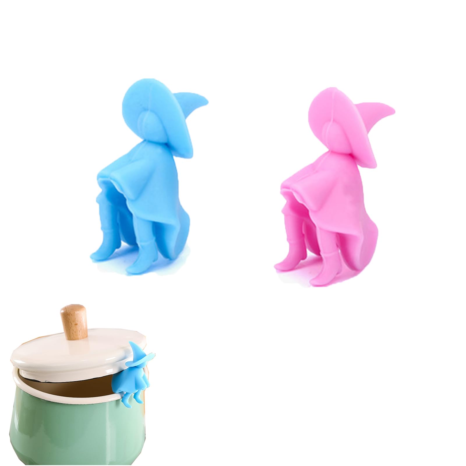 Pack of 2 Pot Lid Holders, Spoon Holder, Silicone Lid Lifter, Witch Look Cooking Spoon Holder, Funny Kitchen Utensils, Reusable Pot Lid Holder, Silicone Pan Splash Guard Universal