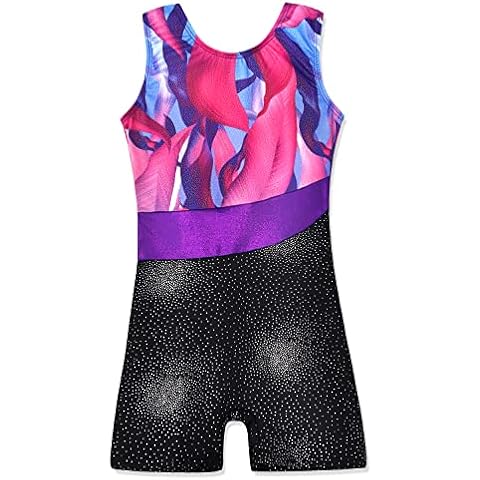 Kidsparadisy Gymnastics Leotards for Girls with Shorts Sparkle Girls Gymnastics Leotards Tumbling Outfits Toddler Gymnastics Leotard Biketards for Girls(05-glitters Purple,110 for 4-5Y) Cover