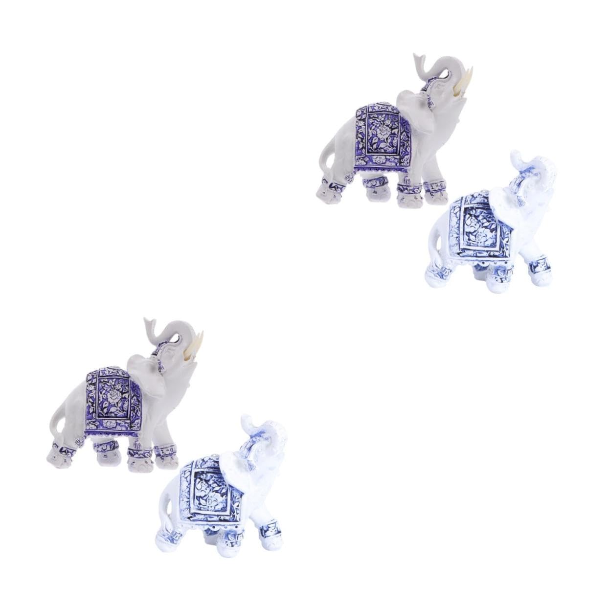 Alipis 2 Juegos Elefante De Porcelana Azul Y Estatuilla De Animales En Miniatura Escritorio De Elefante Adorno De Rana Estatua De Elefante Única Decoración De Resina 2 Piezas*2