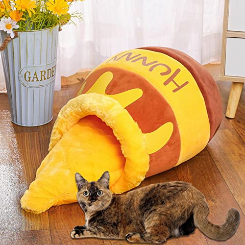 Cama de caverna para gatos - Cama para animais de estimação com pote de mel fofo | Ninho de casa de