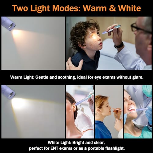 RISEMART Pupillenleuchte Diagnostikleuchte, 2 Stück Rettungsdienst Zubehör mit Warmes/Weiß Licht,Pupillenmessgerät und Lineal für Krankenschwester Studentische (Farbverlauf blau-lila + rosa-orange)