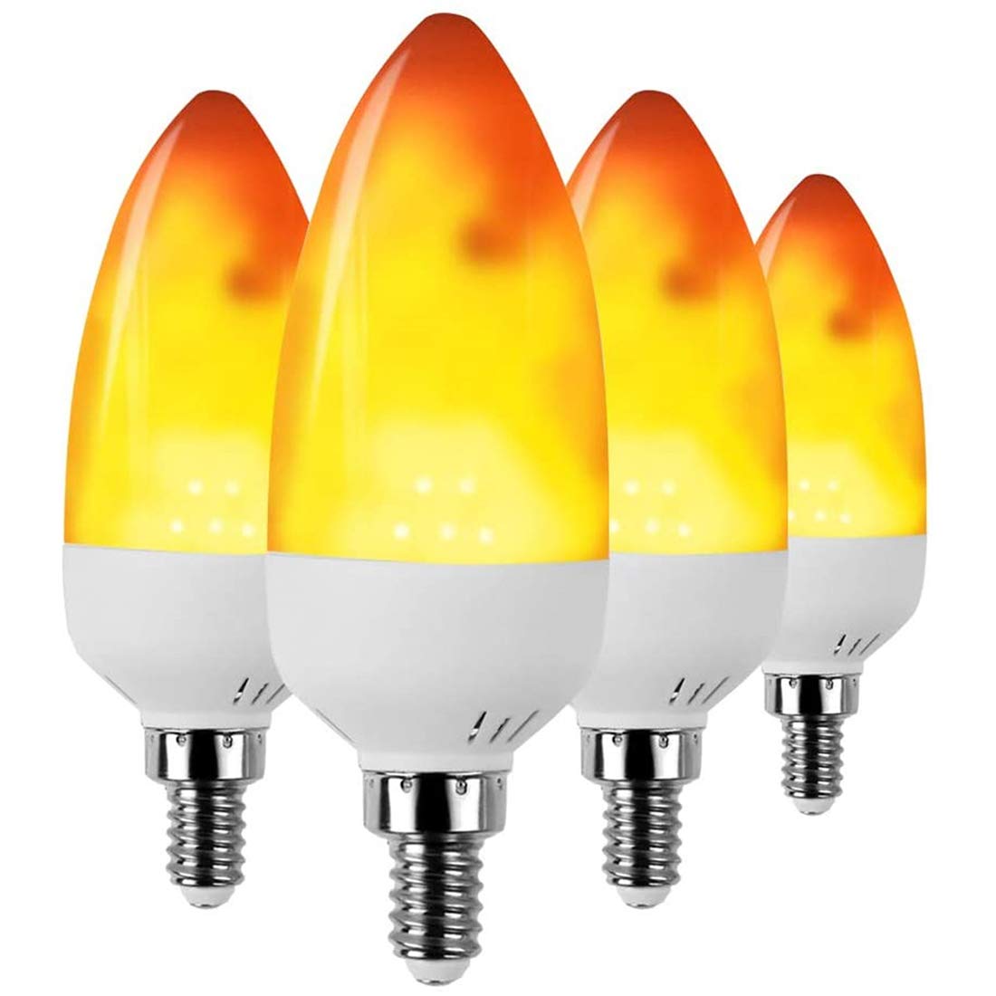 Lampadina A Effetto Fiamma A LED E12 Lampada A Candelabro con Simulazione di Fiamma A LED E12 Lampada A Candeliere 1300K Adatta per Decorazioni per Esterni/Casa/Feste (4 Pezzi),E14