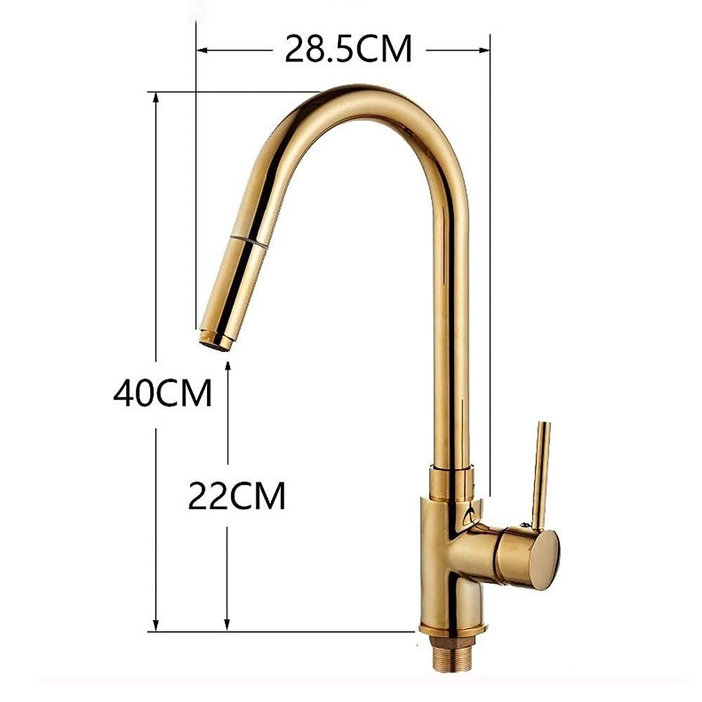 Todo Bronce Grifo de Agua Extraíble Orificio Único Giratorio 360 Grifo Mezclador de Frío Caliente Grifo de Instalación de Cubierta de Cocina Lavabo Clásico Grifo de Fregadero de Baño Grifo de Agua