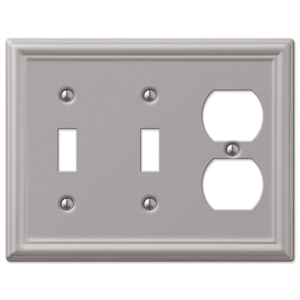 AmerTac 149TTDBN Chelsea Steel Double Toggle/Single Duplex Wallplate, Brushed Nickel